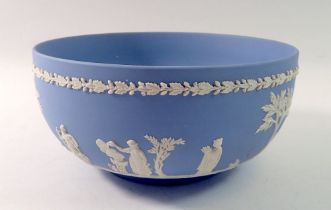 A Wedgwood blue Jasperware fruit bowl, 20cm diameter