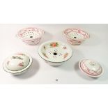Five various Victorian soap dishes