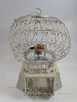 An ornamental wire painted bird cage, 43cm