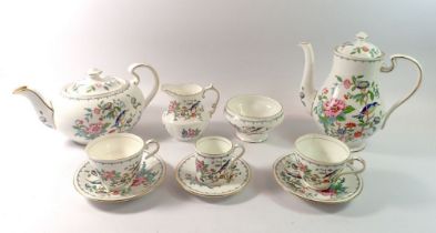 An Aynsley 'Pembroke' tea and coffee service comprising cake plate, six teacups (two cracked) and