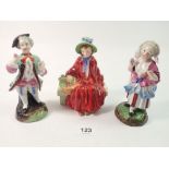 A pair of 19th century porcelain figures of lady and gentleman, 12cm tall and a Royal Doulton