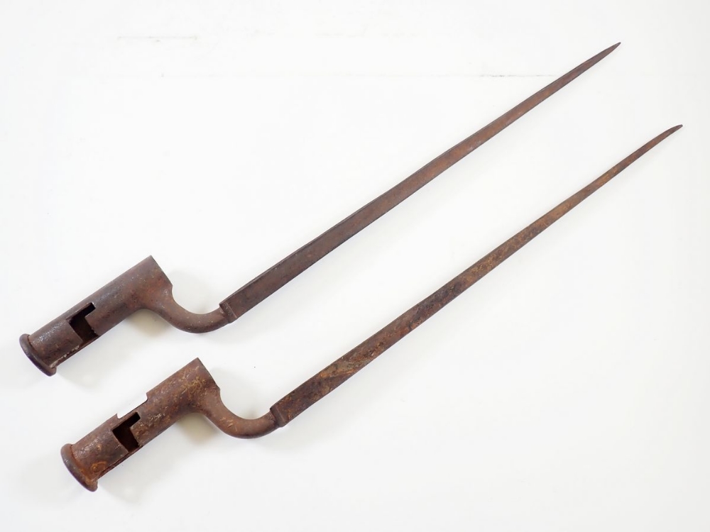 Two 19th century steel socket bayonets, one stamped John Gill and the other marked 4 VEIC, 53cm long - Image 2 of 3