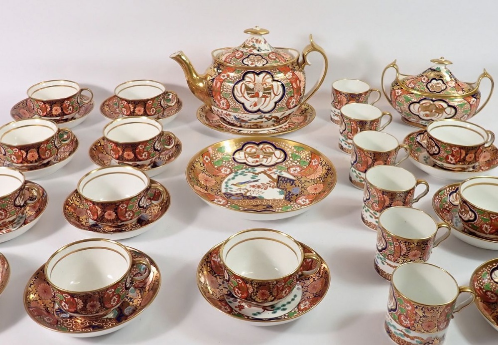 A fine early 19th century Spode tea and coffee service in the London shape, pattern No. 1291 painted - Bild 2 aus 18