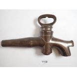 A 19th century brass barrel tap, stamped G Deem, Martineau & Smith, 25cm long