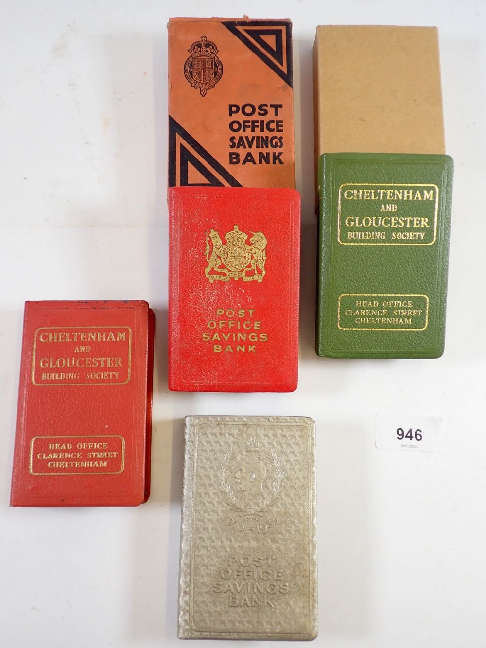 Two Post Office savings banks and two Cheltenham and Gloucester Building Society banks