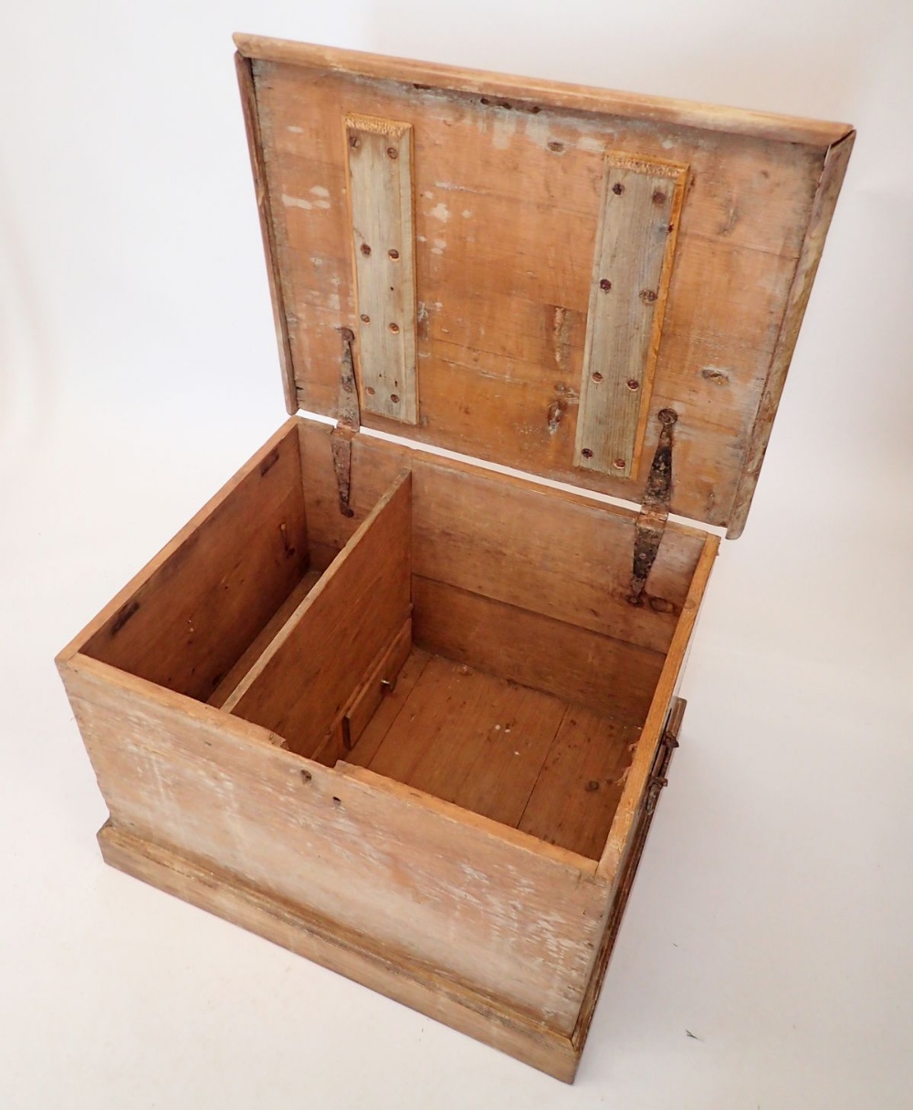 A Victorian small pine blanket box with two drawers to interior, 54 x 44 x 35cm - Image 2 of 2