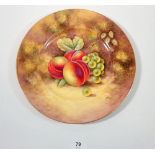 A Royal Worcester plate painted fruit by J Smith, 27cm diameter