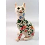 A Griselda Hill Wemyss cat painted flowers, privately commissioned, 33.5cm