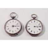 A silver pocket watch Birmingham plus a white metal fob watch