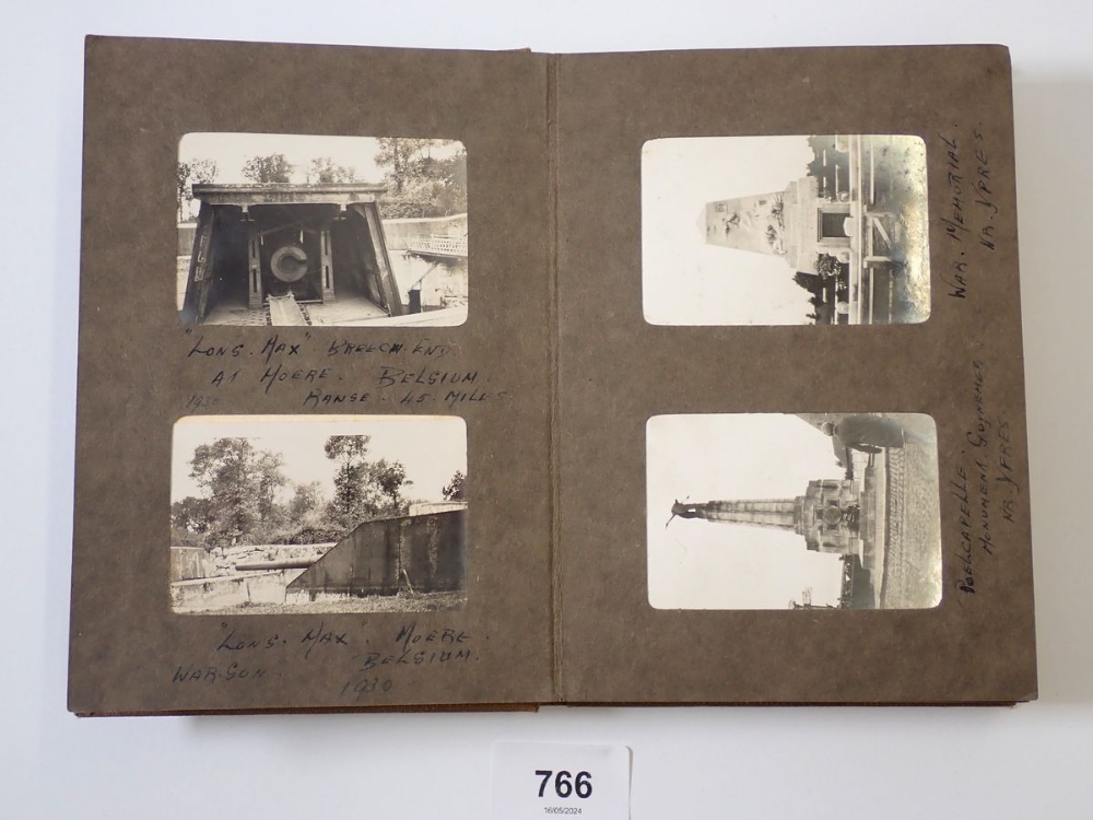 A 1930's small photograph album containing 60 black and white images of family trips to Ypres,