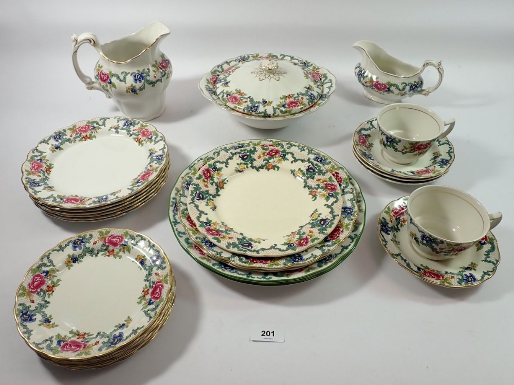 A Booths 'Floradora' part dinner service pattern A8043 comprising twenty four pieces, plates,