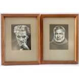 Two prints after Yusuf Karsh - Ernest Hemmingway and Albert Schweitzer, 23 x 17cm