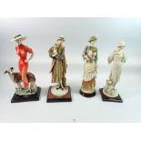 Four Giuseppe Armani Florence figures - Eloise, Young Lady with Yorkshire terrier, Pricilla &