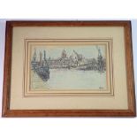 An Irish pastel and pencil sketch Port of Dublin with Custom House, signed indistinctly and dated