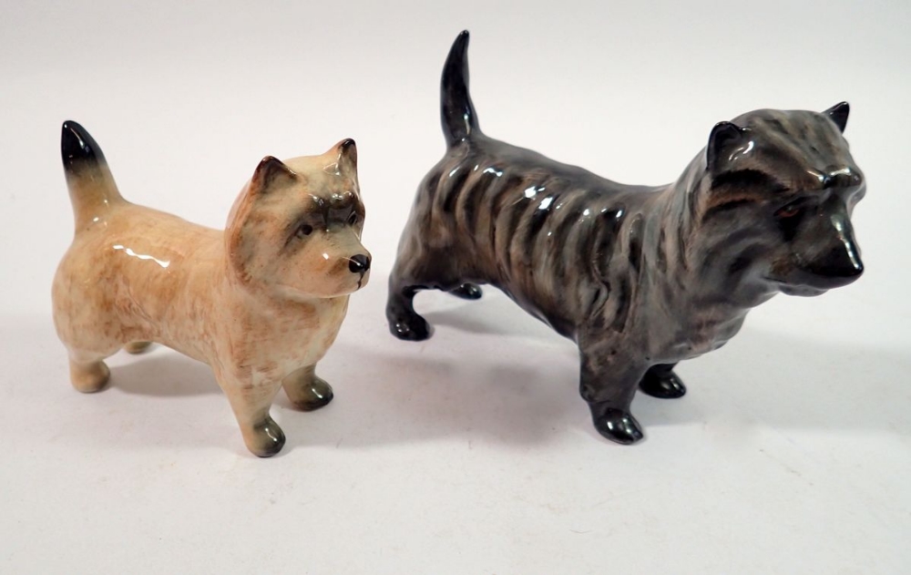 A Beswick Cairn Terrier and a Doulton one, 11cm wide