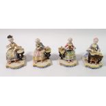 Four small bisque figures of ladies, 8.5cm tall