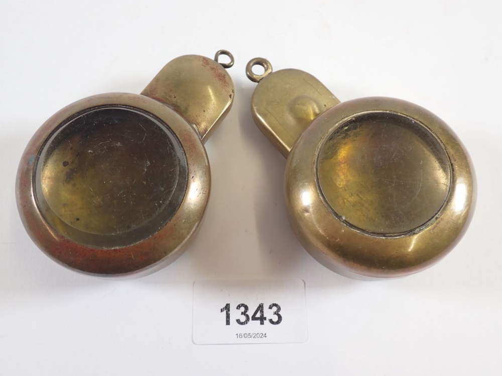 Two Military brass compass protectors