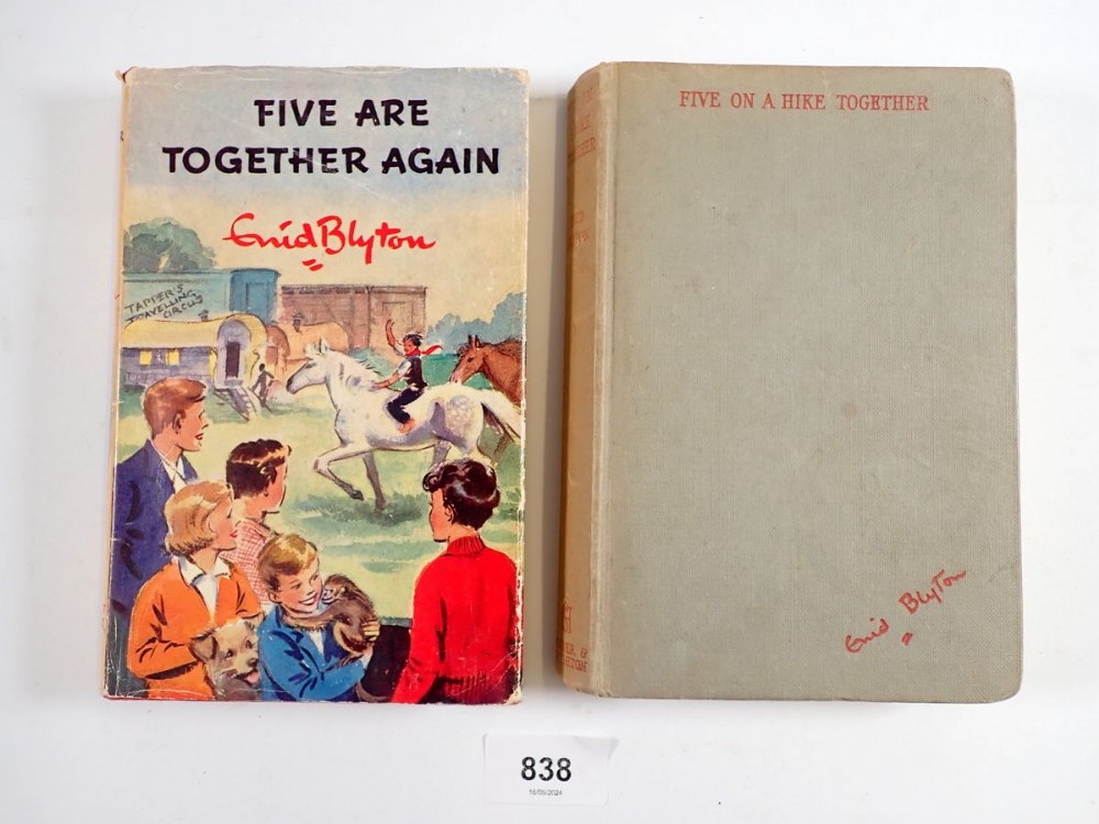 Two Enid Blyton First Editions - Five are Together Again 1963 with dust cover and Five on a Hike