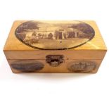 A Mauchline ware souvenir box decorated scenes of Moffat, Scotland, 11.5cm wide