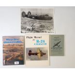 A group of books relating to B24 Liberator including Pilots Notes and photo