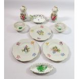 A group of Herend porcelain to include four various small dishes, three small plates and a pair of