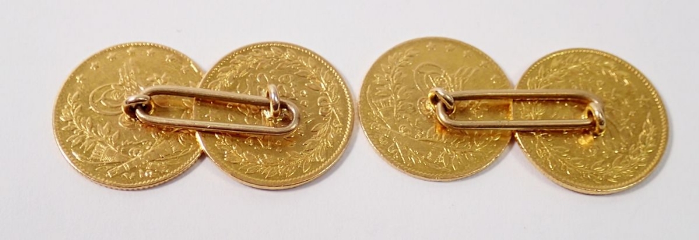 Two gold Persian coin cufflinks, 15.6g - Bild 2 aus 2