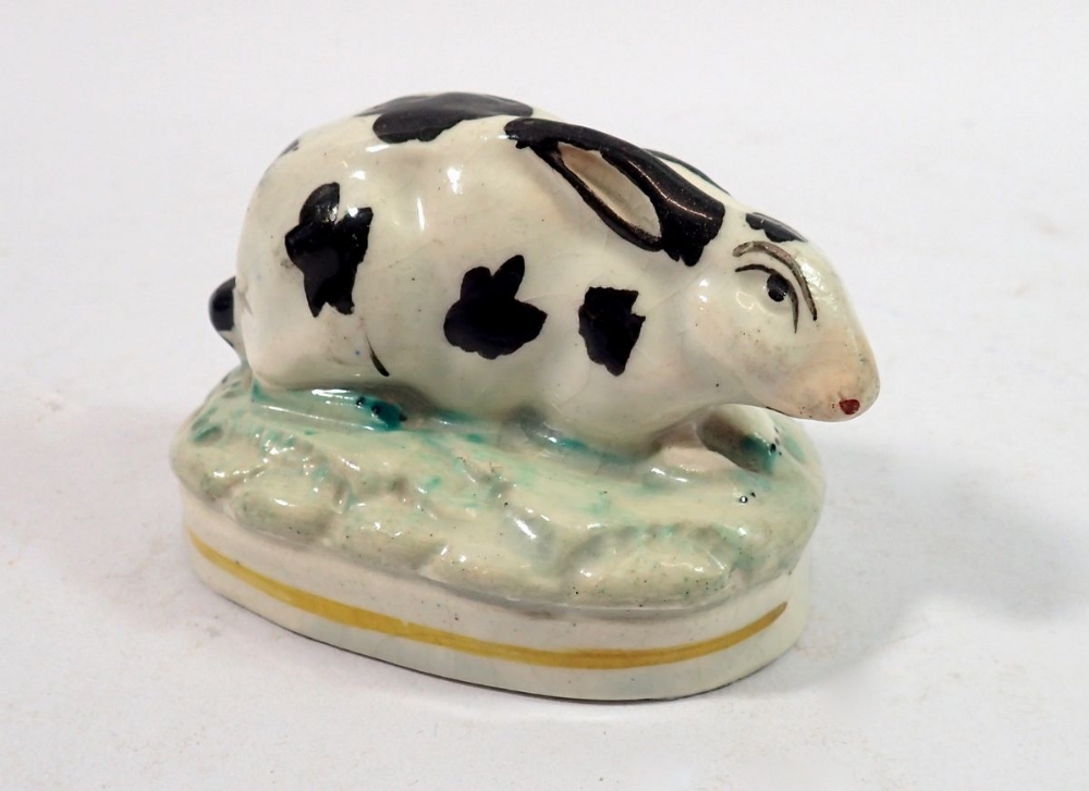 A Victorian Staffordshire rabbit 7cm long