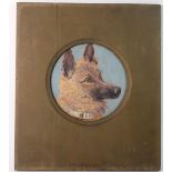 Oil on board portrait of a terrier, 14cm diameter