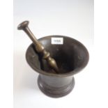 An 18th century bronze large pestle and mortar, 13cm tall