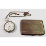 A silver plated pocket watch and a silver plated cigarette case