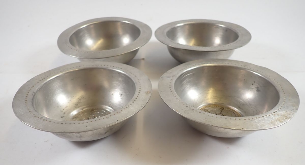 A set of four unusual Tudric pewter small dishes with Tudor Rose to base, made for Liberty, No - Image 2 of 5