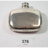 A silver plated hip flask by Melliship & Harris, 8cm wide, 106g