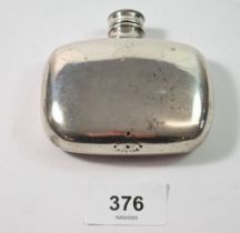 A silver plated hip flask by Melliship & Harris, 8cm wide, 106g