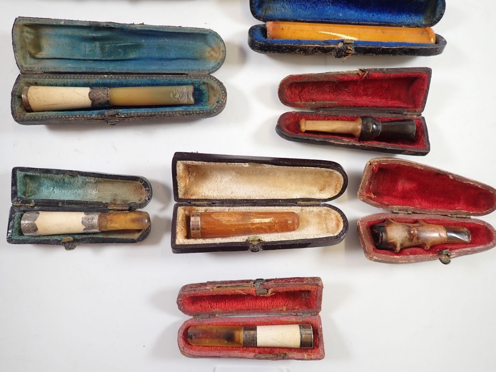 A box of fourteen antique cheroot and cigar holders, thirteen cased and two spare cases - Bild 2 aus 2