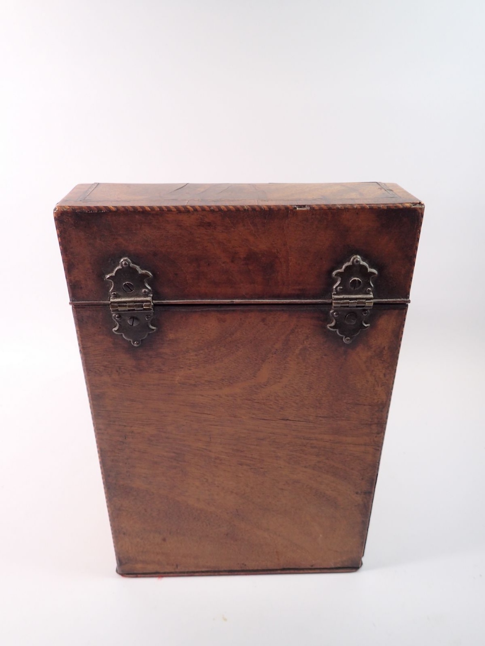 A Georgian mahogany knife box with star inlay, later fitted as a correspondence box - Image 4 of 4