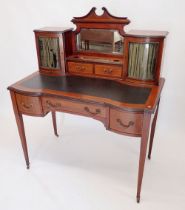An Edwardian mahogany ladies writing desk with raised back fitted two glazed correspondence