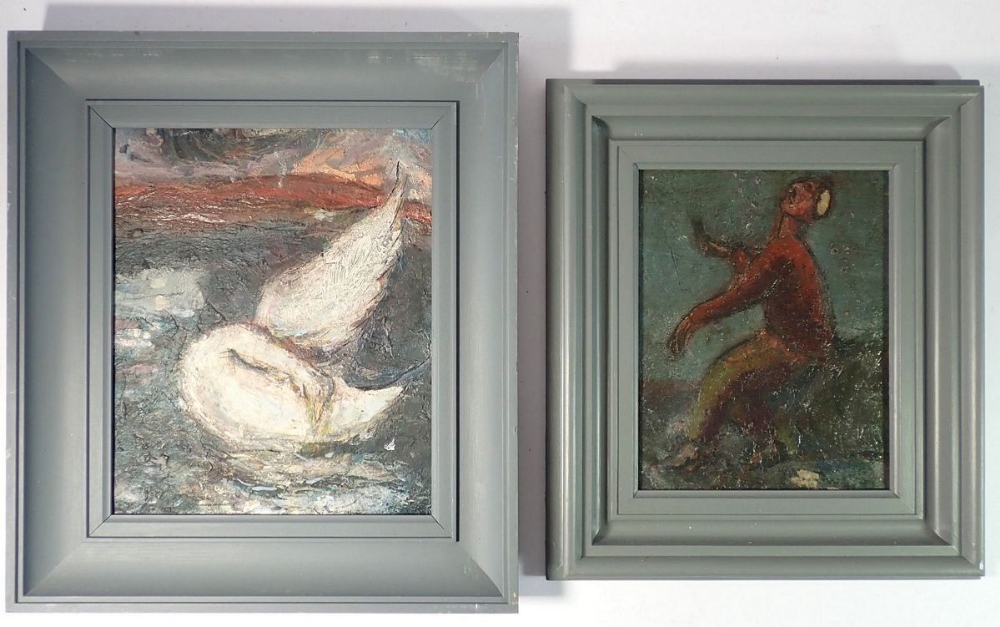 Ivan Zadok Bray (Cornish b.1967) - two oil on board paintings - swan, signed and dated 2006 to