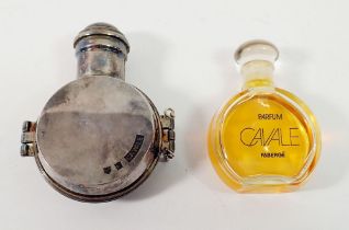 A silver plated Cavale perfume bottle and perfume within