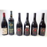 Six bottle of red wine including four Moulin A Vent Rochegres, a Stepane Aviron Moulin A Vent and