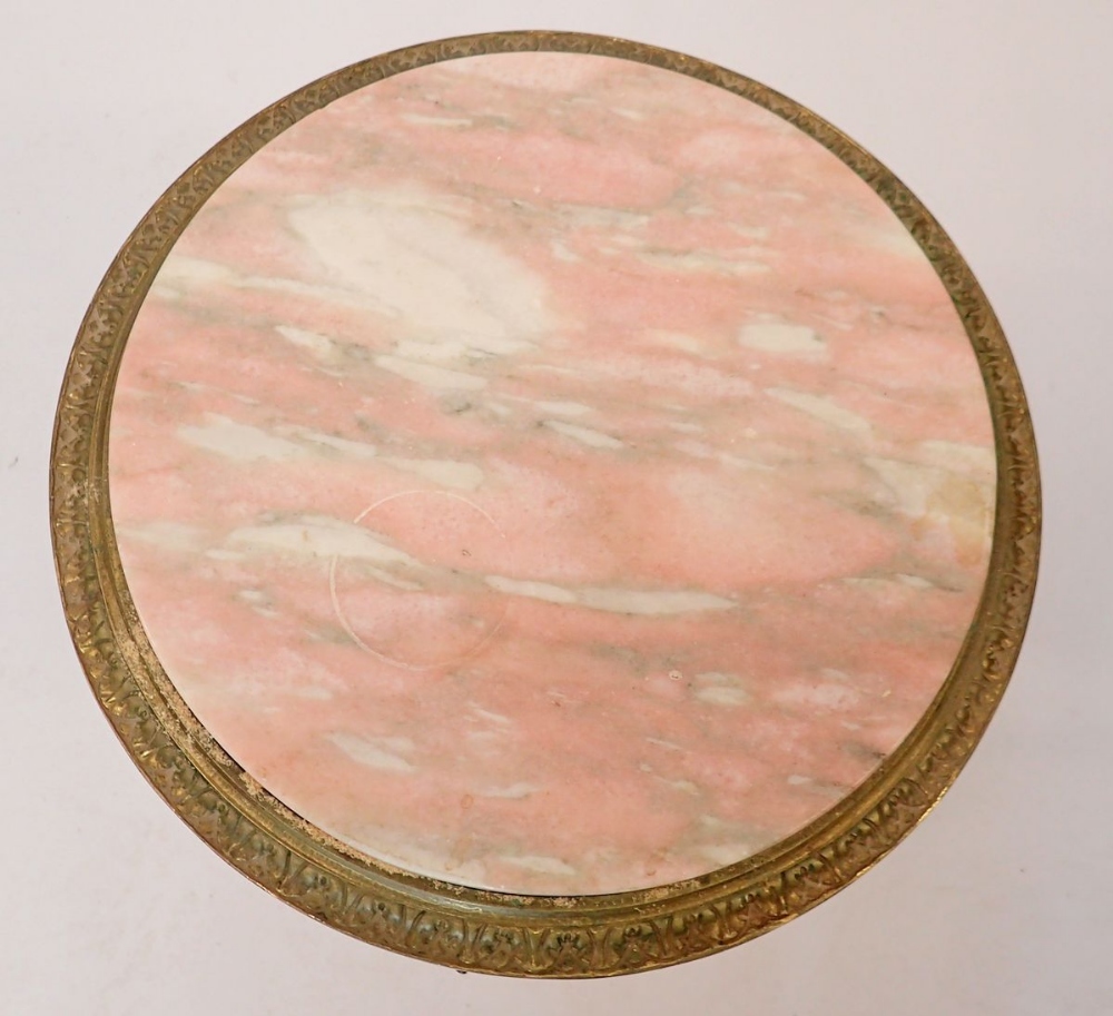 A vintage brass and marble circular occasional table, 40cm diameter - Image 2 of 2