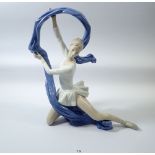 A large Nao figure of a Ballerina with a long scarf 33cm tall