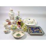 A box of Aynsley ceramics, Coalport and Royal Doulton floral ornaments etc.