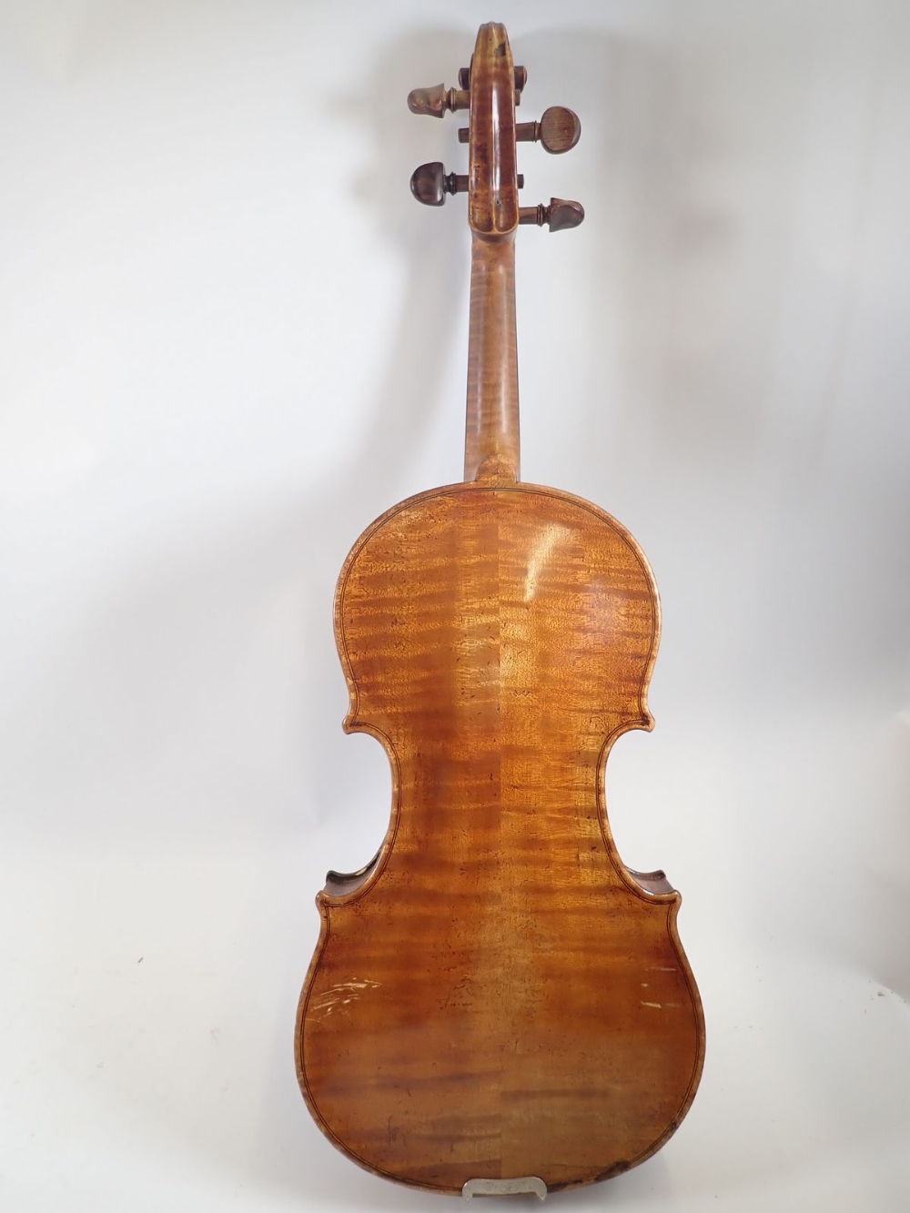 A 19th century Bohemian violin in the style of Gagliano 14" back with bow and case, the bow - Image 3 of 11