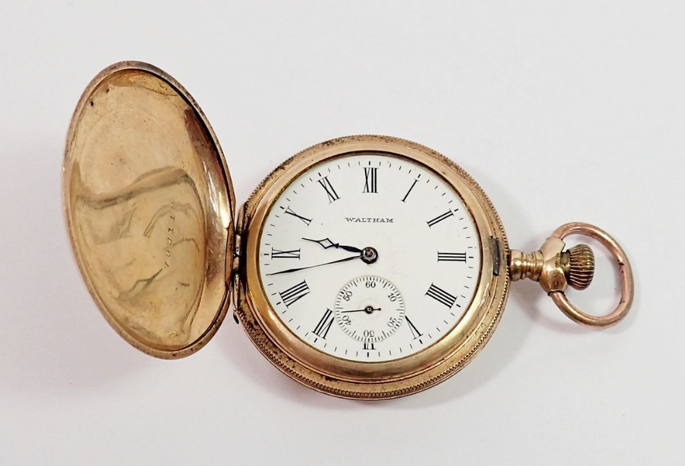 A 19th century Waltham gold filled 'Cashier' full hunter pocket watch