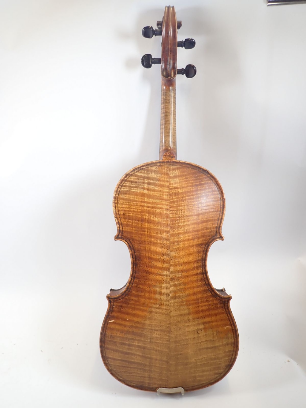 A 19th century Bohemian petite viola, 14 1/4" back and bow, cased - Image 3 of 14