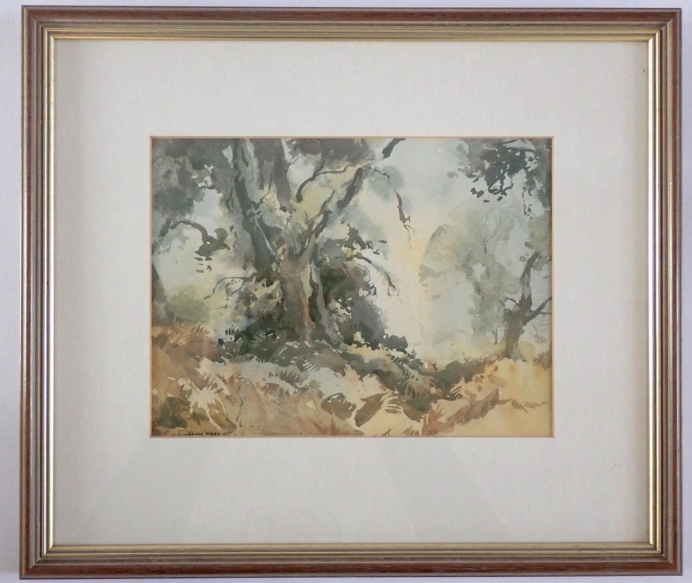 Jack Merriot - watercolour woodland scene, 19 x 25cm