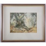 Jack Merriot - watercolour woodland scene, 19 x 25cm