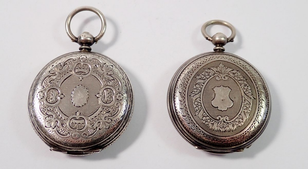 A silver pocket watch Birmingham plus a white metal fob watch - Image 2 of 2