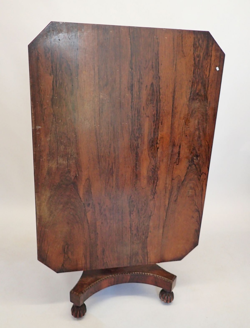 An early 19th century rosewood square tilt top breakfast table with beaded decoration and - Image 4 of 5