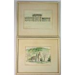 Kenneth A Bradbury - two watercolours of Monmouth - The Castle & St Peters, 13 x 19cm